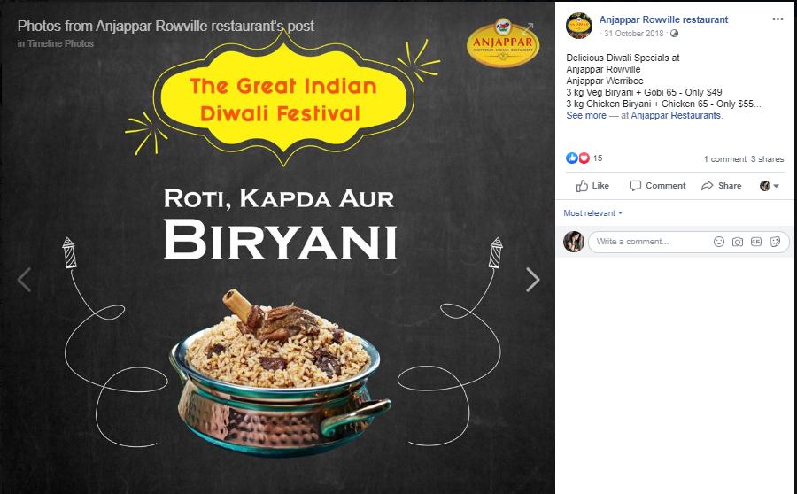 Restaurant marketing ideas for diwali - Facebook Marketing